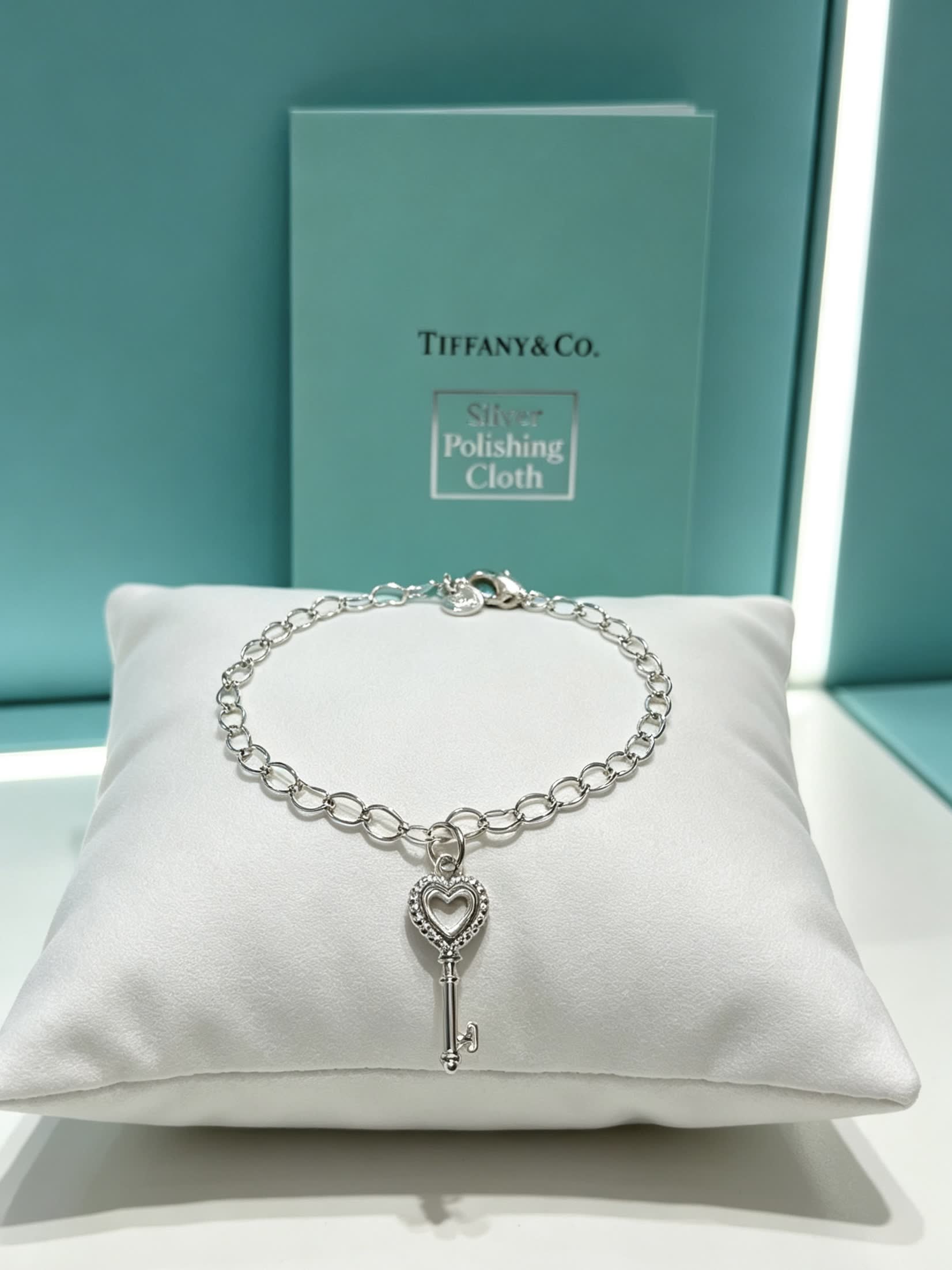 Tiffany & Co. Sterling Silver Heart Key Charm Bracelet